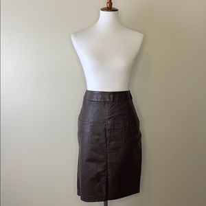 PIA RUCCI Brown Vintage High Waist Leather Skirt 8